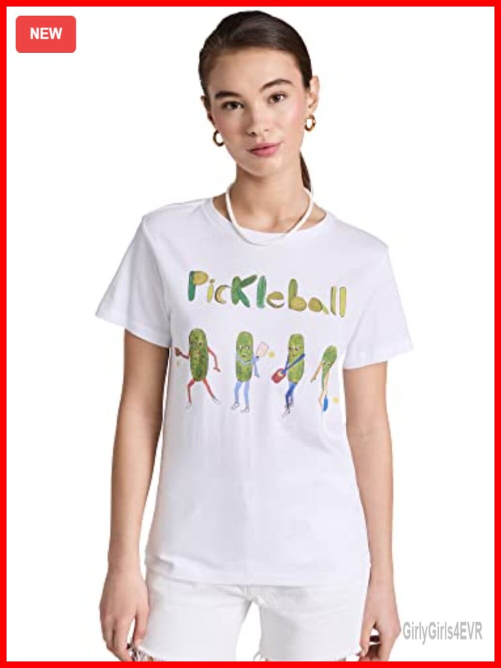 Pickleball Graphic Tee Crew Neck Short Sleeve Cotton T-Shirt